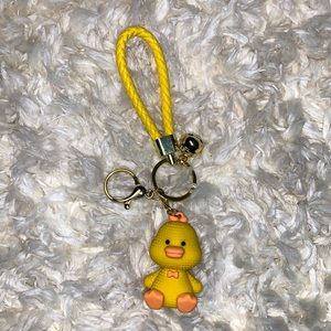 New adorable yellow duck Keychain with tiny bell and clip/bag charm unique
